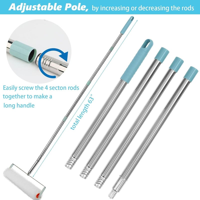DBYANAN Self Leveling Tools Kit Spiked Roller 20 in 9 inch Epoxy Roller Spike Shoes for Concrete Epoxy Flooring Stainless Steel Notched Squeegee Rake Cement Floor Leveling Tools - Image 5
